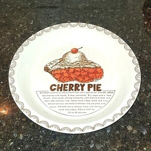 Vintage Cherry Pie Plate Baking Dish with Cherry Pie Recipe
